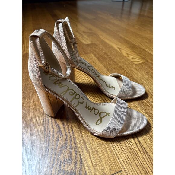 Sam Edelman Block Heel Gold Sandals Size 9.5 - Picture 1 of 8